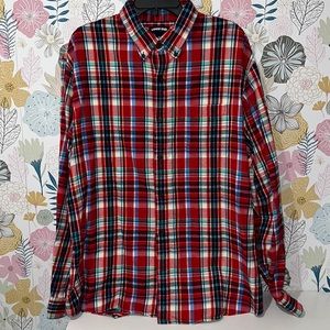 LandsEnd  soft flannel Red plaid long sleeve button down
